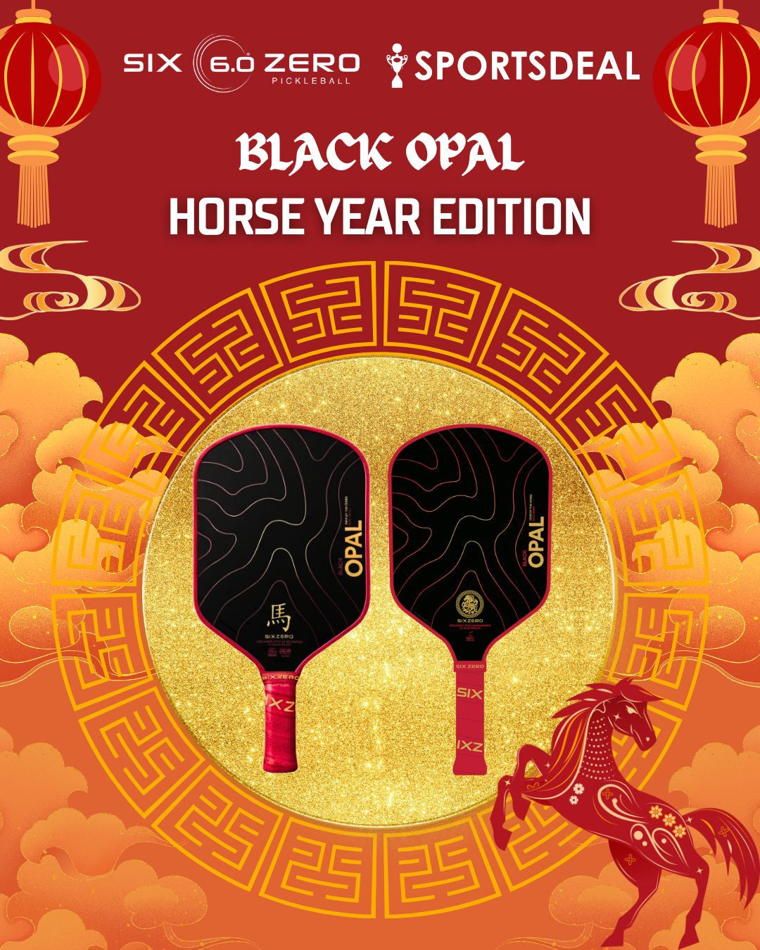 Six Zero Black Opal Chinese New Year 14mm Pickleball Paddle