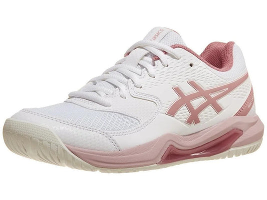 Asics Gel Dedicate 8 Pickleball Shoes Womens (White-Rose Rouge)