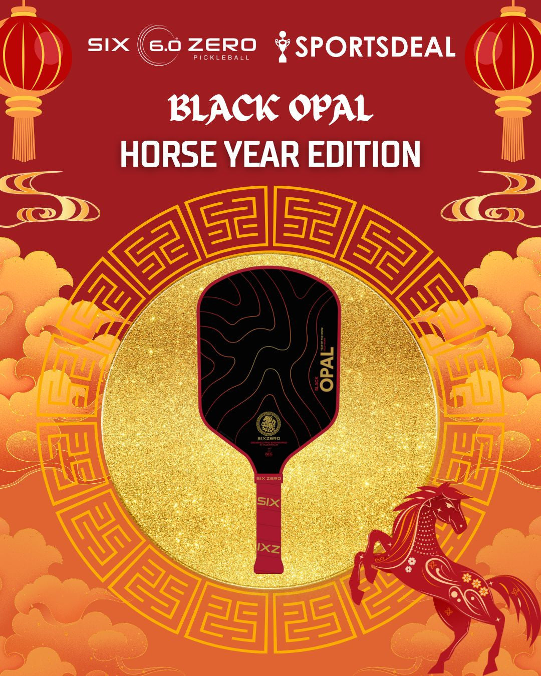 Six Zero Black Opal Chinese New Year 14mm Pickleball Paddle