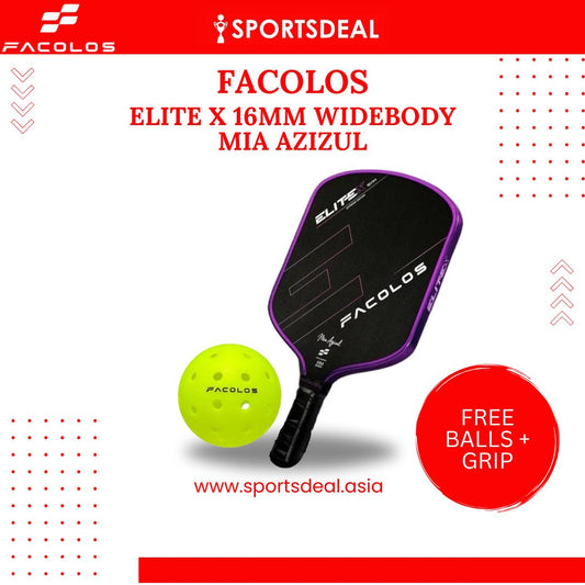 Facolos Elite X 16mm Widebody Mia Azizul Edition Pickleball Paddle (Includes 3 Free Balls + Grip)