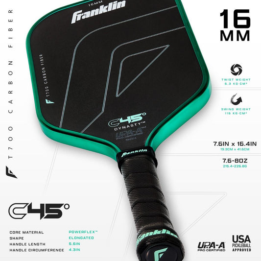 Franklin C45° Mint Dynasty Carbon Fiber 16mm Pickleball Paddle