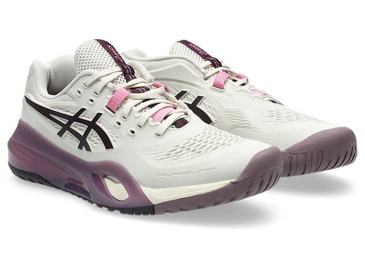 ASICS Gel Resolution X SoftOat/DarkAubergine Wide Womens Tennis Shoes