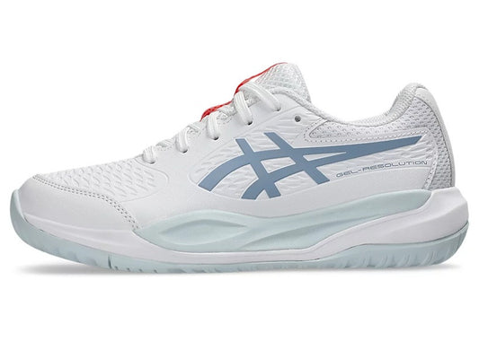 ASICS Gel Resolution X GS White/GreyBlue (Standard) Kids Pickleball Shoes
